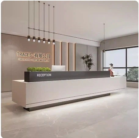 L-Shaped Home Office Wood Corner Desk reception table counter table for salon hotel office