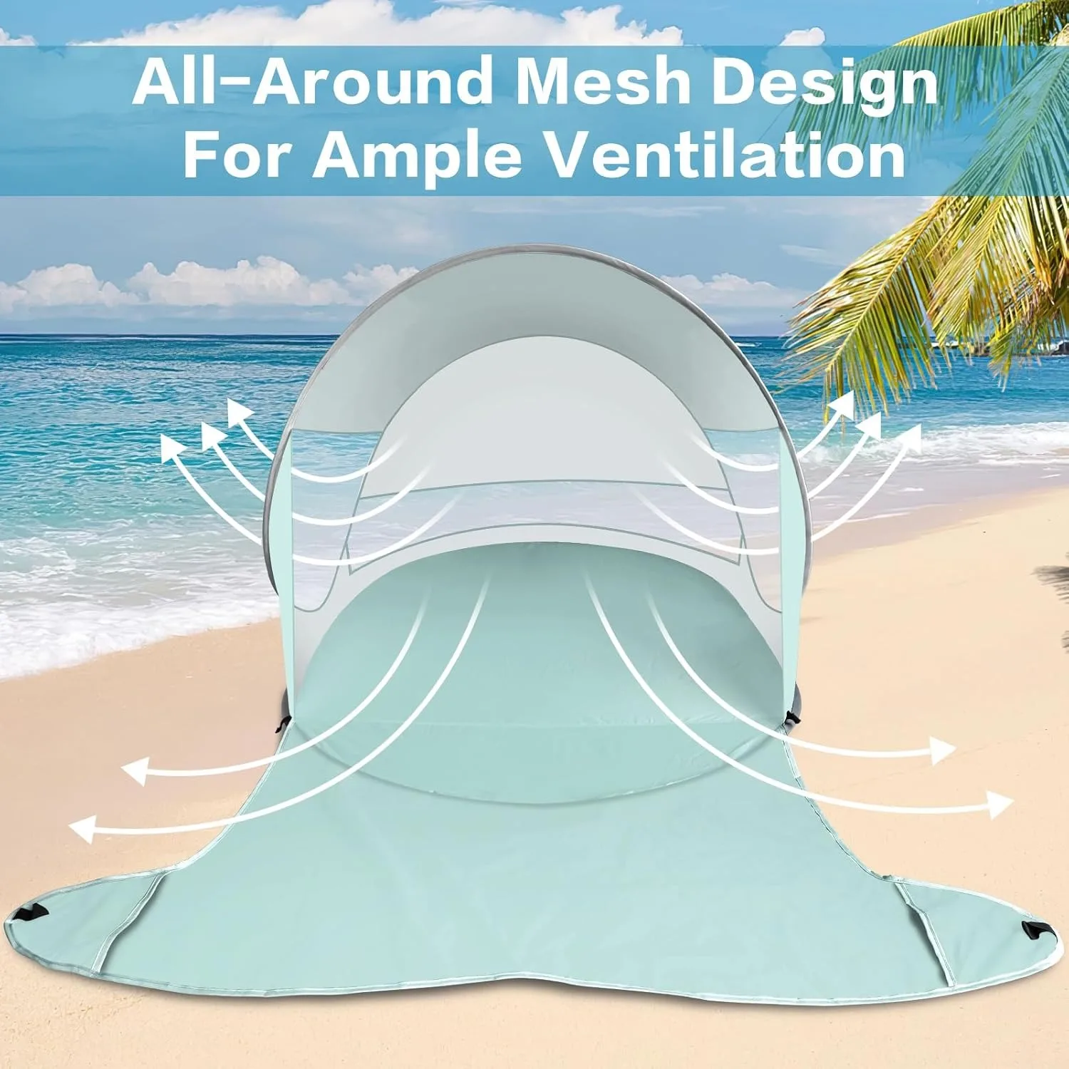 Fit  2 Person Beach Tent arge Automatic Pop Up Beach Shade Portable Sun Shelter Beach Umbrella Baby Tent with Carrying Bag