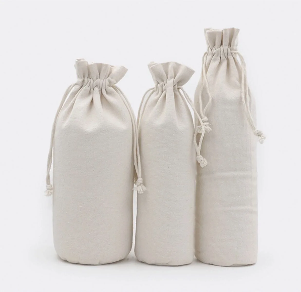 Custom logo cotton round bottom drawstring bag creative gift storage bag canvas burlap bag factory wholesale