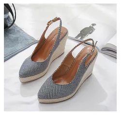 Custom Logo Espadrilles Shoes Women Jute Sole Sandal Ladies Wedges Sandals Causal