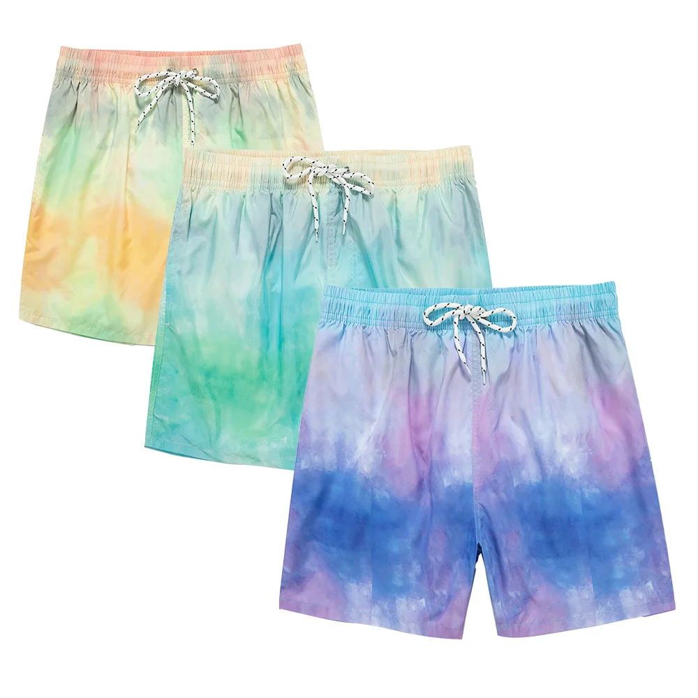 Hot Sale Men Plus Size Tie Dye Sport Shorts Quick Dry Swim Trunks With Mesh Lining Mens Drawstring Boardshorts Swim Beach Shorts