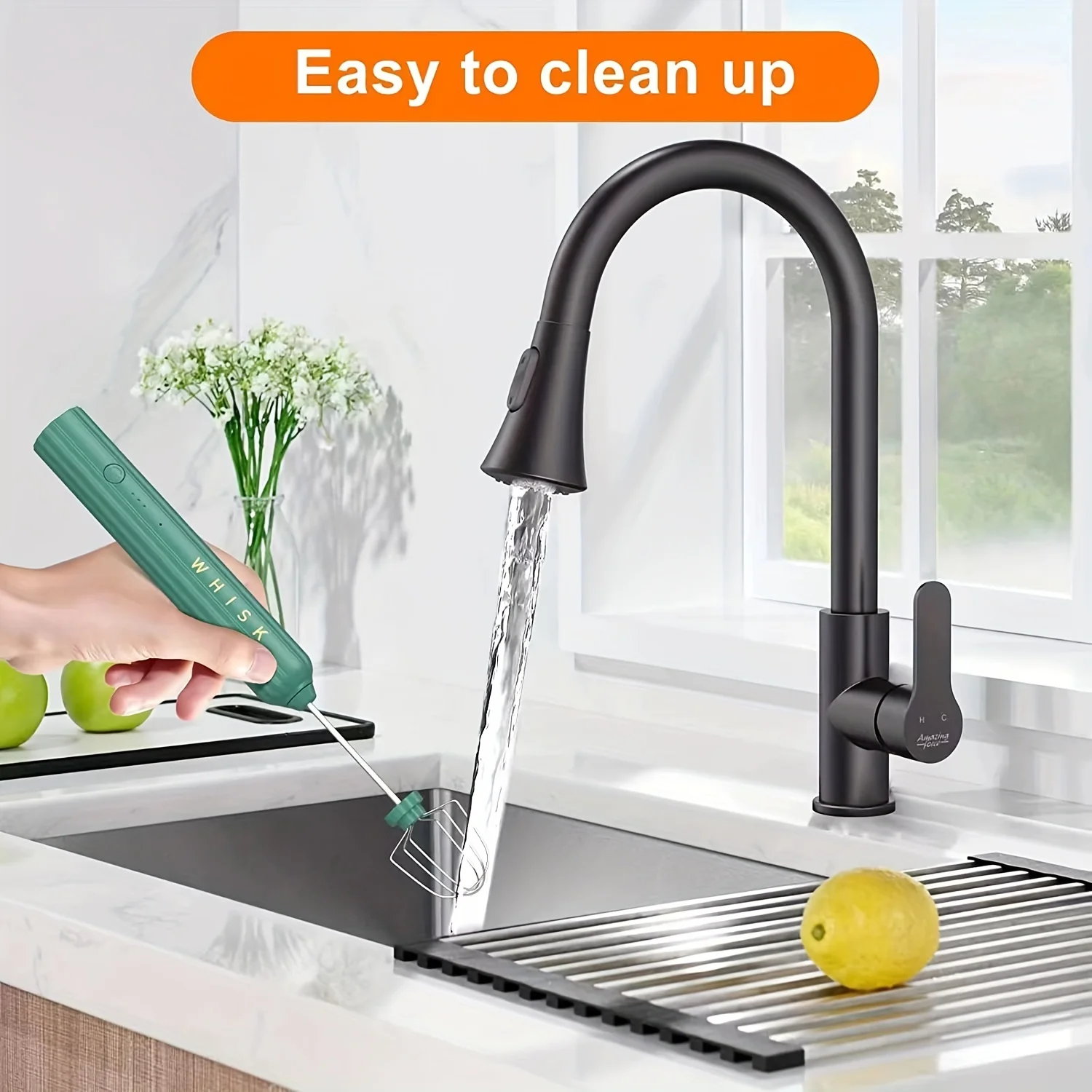 Wireless Mini Hand Mixers Electric Whisks Portable Electric Egg Beater 304 Stainless Steel Beaters&Balloon Whisk