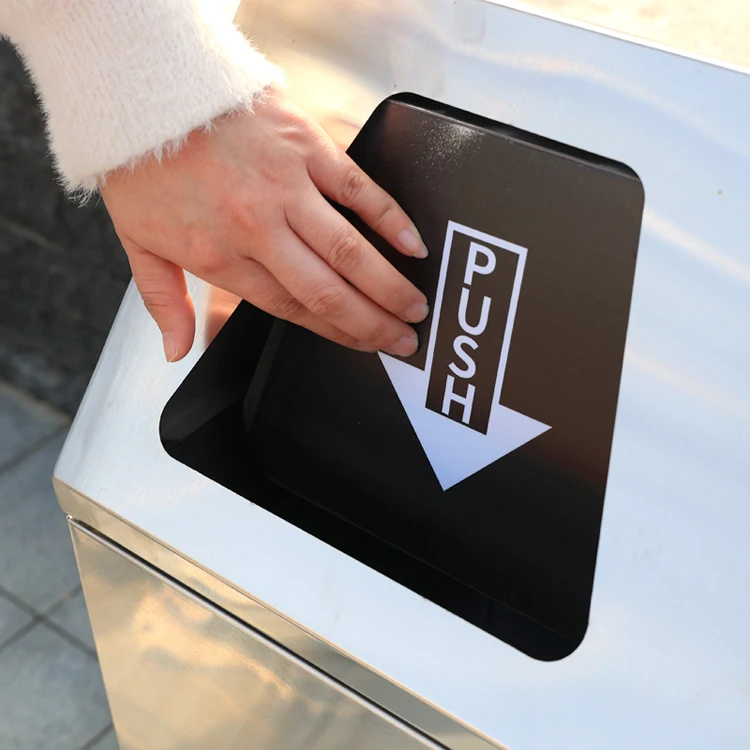 Creative Outdoor Stainless Steel Trash Can 4 Compartments Connected Street Recycling Bin Park Gym Standing Structure Garbage