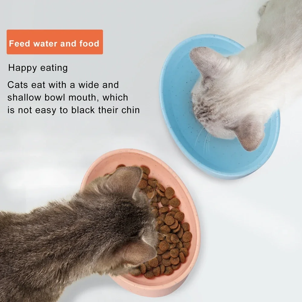 Cat Bowl 15 Degrees Raised Plastic Non-Slip Puppy Dog Cat Food Feeder Cup Drinking Water Feeder Tilt Safeguard Neck Pet Bowls
