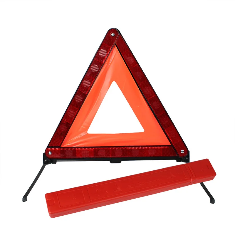 ECE Certified Foldable Emergency Warning Triangle Sign PMMA Material Reflective Plastic Car Warning Sign for Roadside Danger