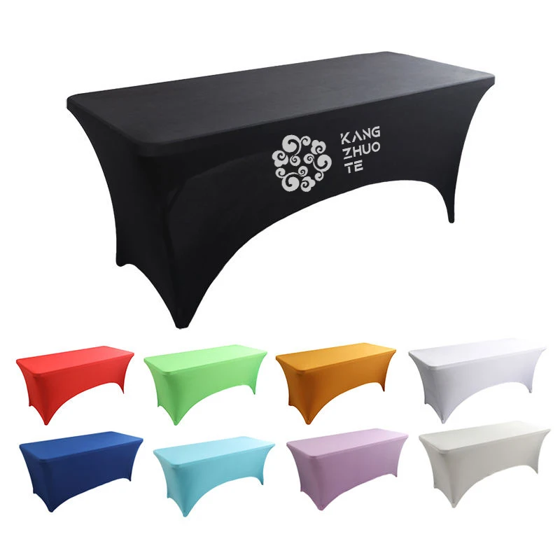 Custom 4ft 5ft 6ft 8ft event wedding fiited stretch table cover washable elastic table cloth