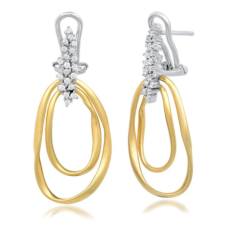 custom trendy jewelry earring s925  cz diamond drop women zircons big 925 sterling silver gold hoop earrings for women 18k gold