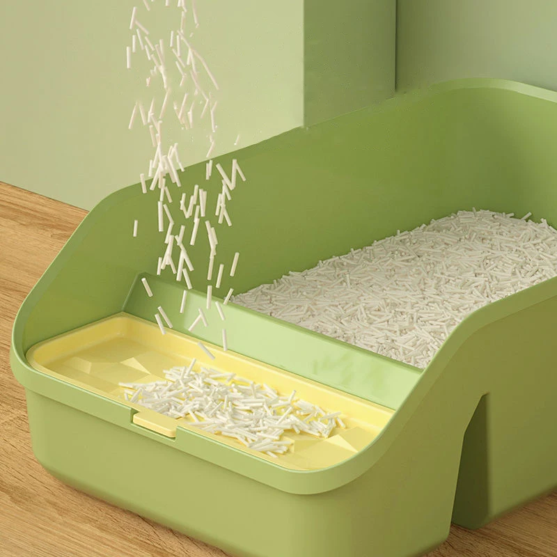 2023 Reusable Cat Litter Box Sifting Green Square Shape Cat Toilet Anti-splash Litter Tray Large Space Cat Litter Box