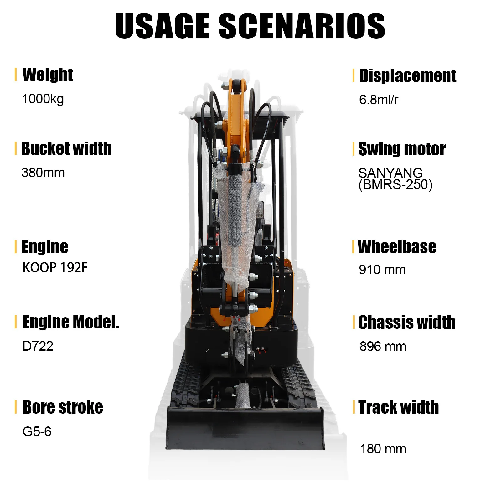 Kubota engine 1000 kg compact mini excavator 1 ton price