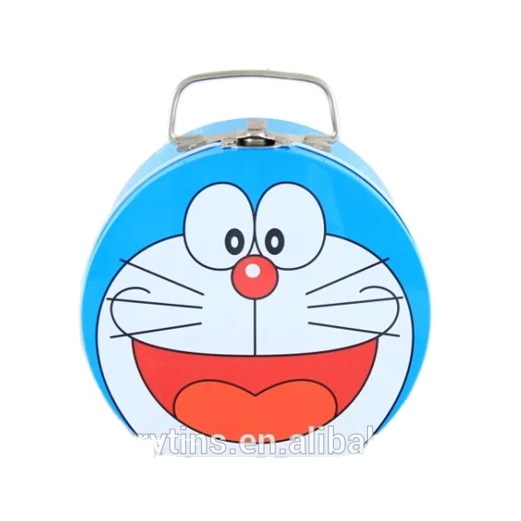 Cute Doraemon High Quality Reasonable Food Grade Cookie Tin Box Clear Lids