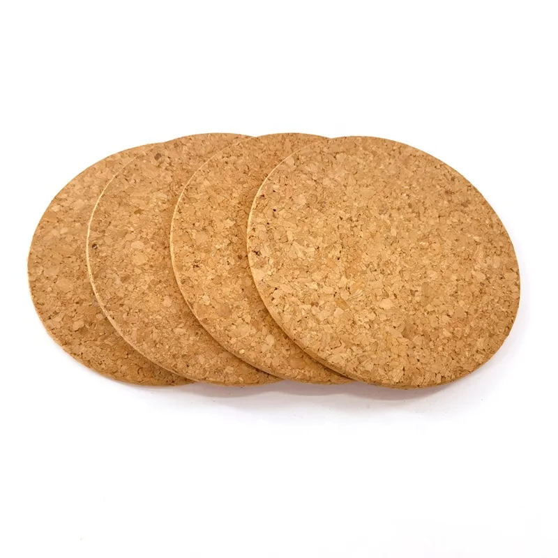 Cork Coaster Round Plant Coaster Absorbent Bar Mat 4pcs one set for Kitchen Hot Pads Pots Cork Coasters Coffee Drink Tea Cup Ma