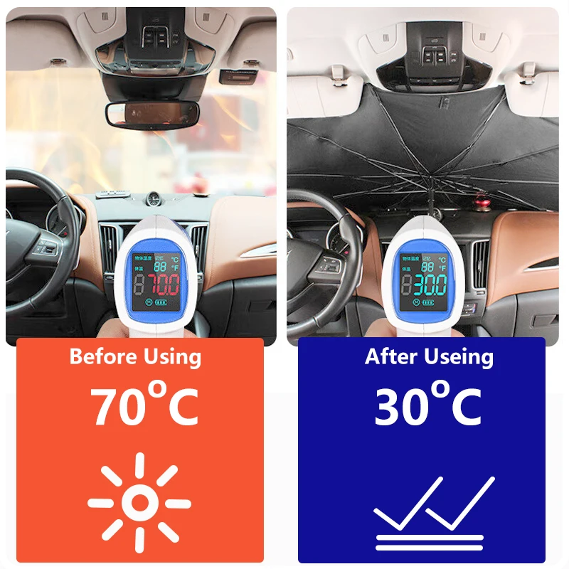 Foldable UV Ray Reflector Multi-Functional Sun Protection Car Windshield Sunshade Umbrell