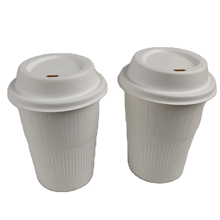 Compostable good quality bagasse sugarcane cup lid 90mm for 12oz 16oz 20oz coffee cup with lid