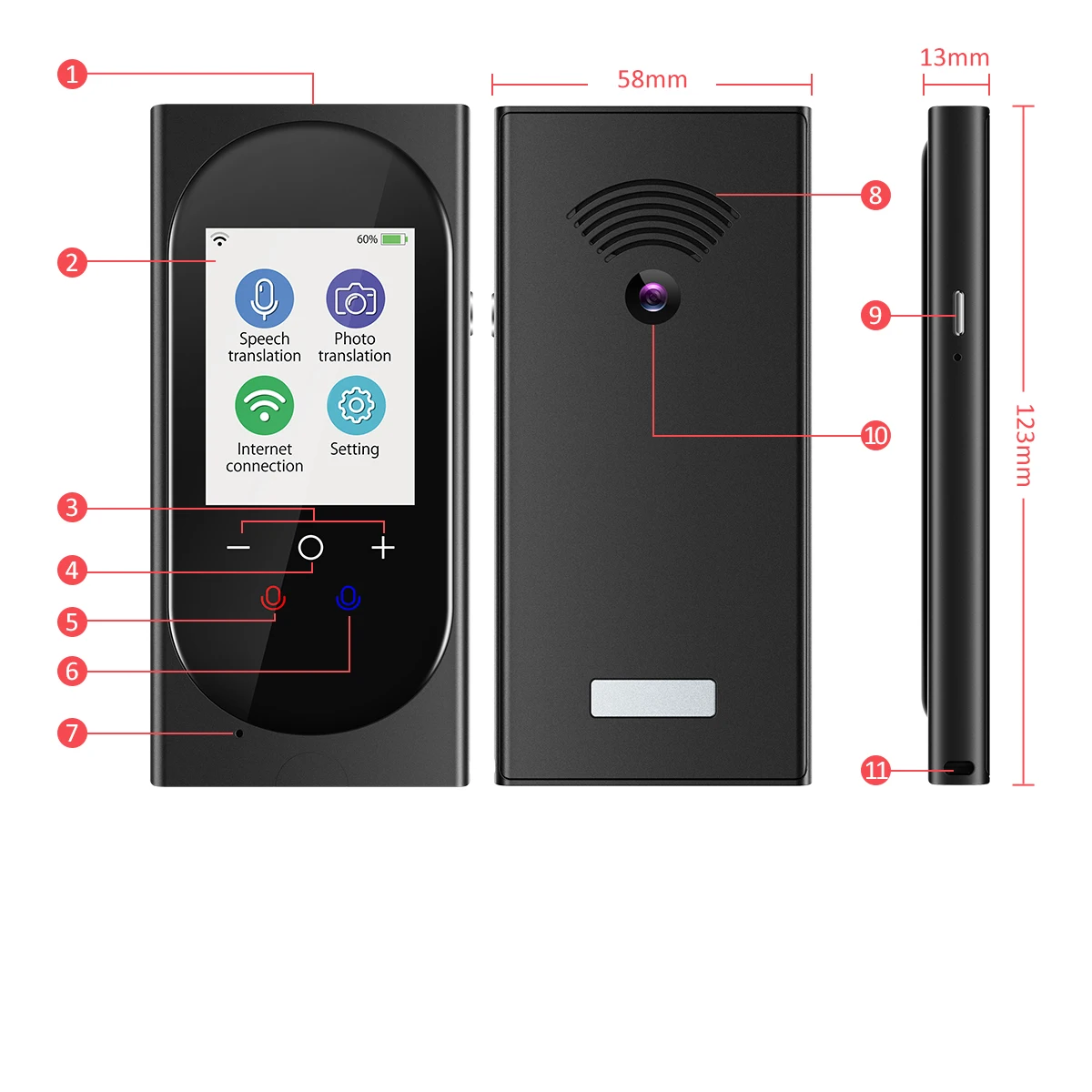 Мини переводчик T10 многоязычный портативный переводчик голоса переводчик в реальном времени