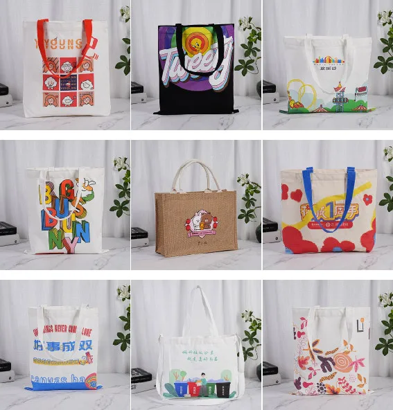 Custom Printing Canvas Tote Bag Beach with Colored Trim Outlines Canvas Tote Bags Wholesale Canada