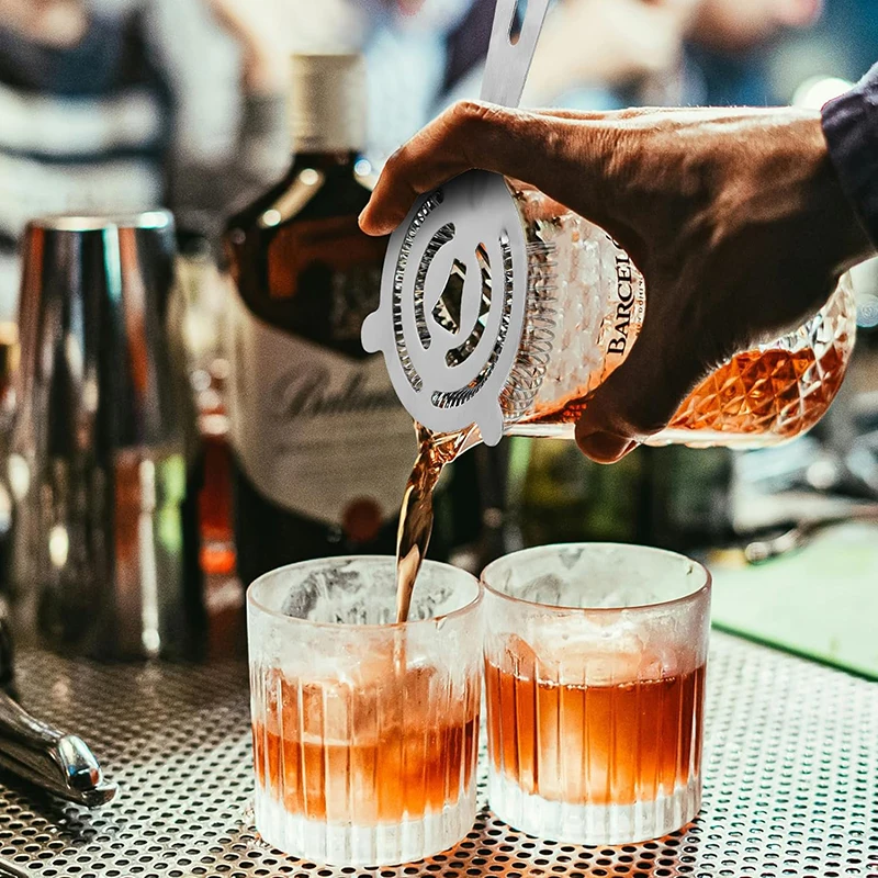 Stainless Steel Martini Cocktail Shaker Bar Accessories Bartender Tools Bend Handle Bar Strainer Wine Ice Filter