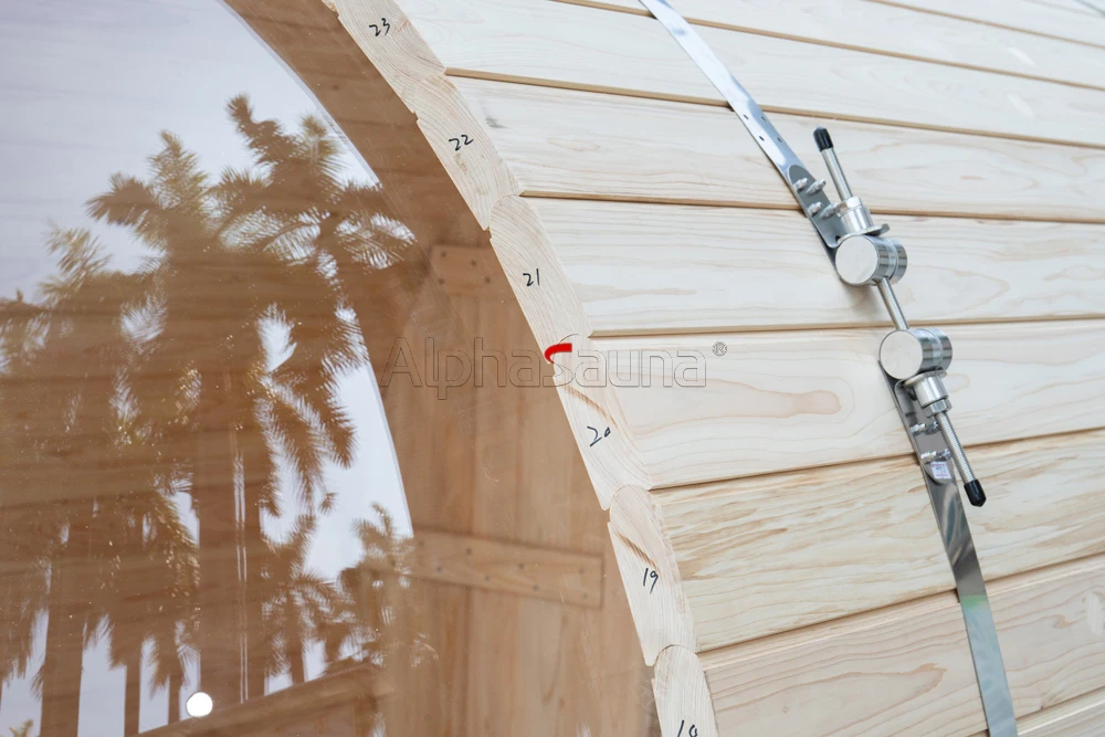 Alphasauna Outdoor Japanese Cypress Barrel Sauna 2 Person Garden Cabin Traditional Finnish Steam Sauna Room Outdoor