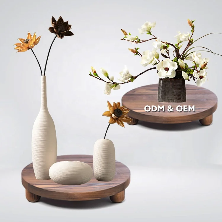 Factory Custom Wooden Stool Plant Pot Display Stand Tray Multipurpose Wood Holder Base for Kitchen