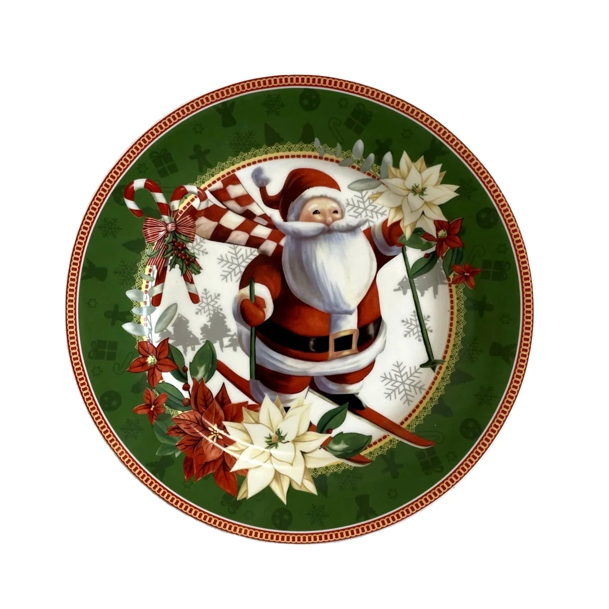 Unique santa claus round 9 inch ceramic plate