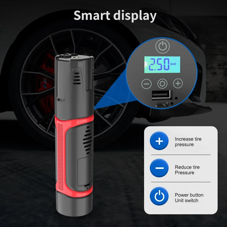 Car Air Compressor Automatic Rechargeable Wireless/Wired Inflatable Tire Inflator Digital Portable Car Air Pump for Car Bicycle