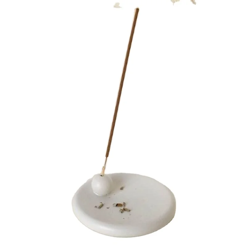 Wholesale Pottery Ceramic Round White Incense Ash Catcher Cheap Incense Stick Burner Holder
