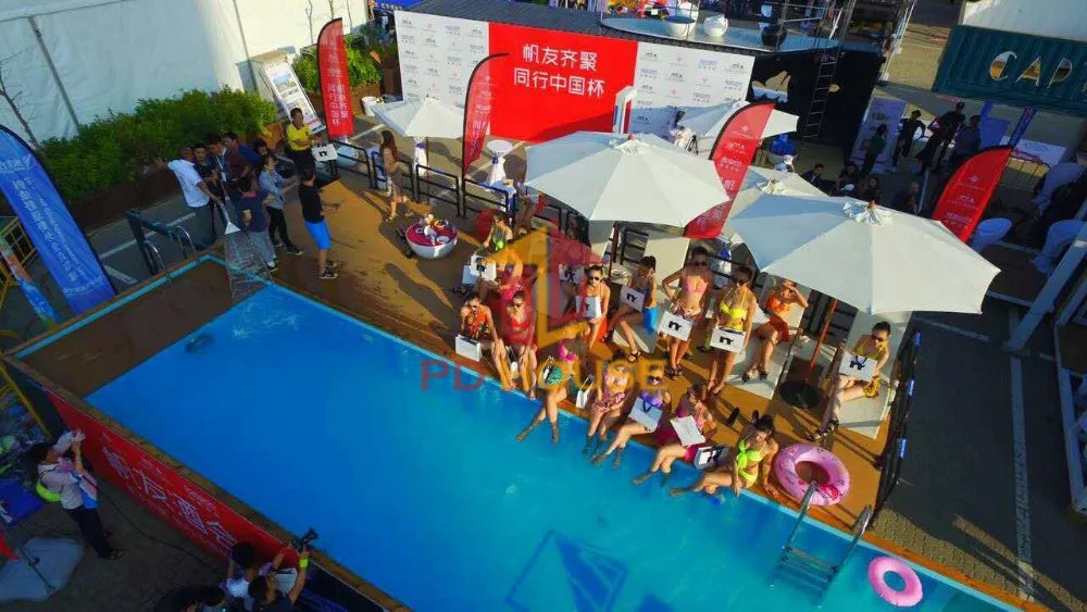 Custom size portable mobile outdoor  container pool swimming pools with acrylic glass and colorful light