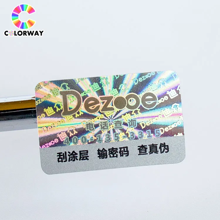 High quality bright silver product brand label waterproof strong adhesive scratch resistant custom hologram stickers