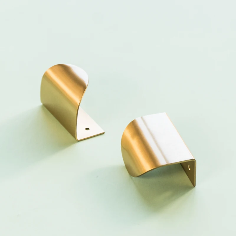 Maxery Solid Brass Cabinet Curved Lip Pull/Kitchen Cabinet handles/Replacement Drawer Handle