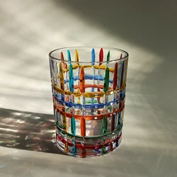 Italian designer with the same hand-painted painted lines woven crystal glass whiskey glass water glass high-value stripes