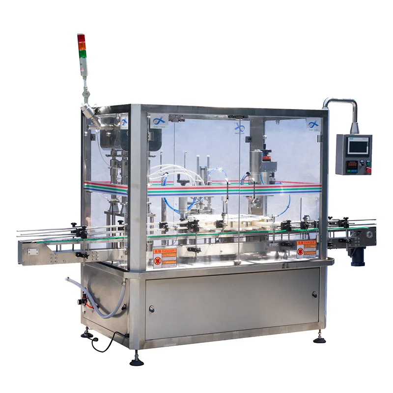 Automatic 4 heads plastic round bottle drinking liquid filling and sealing