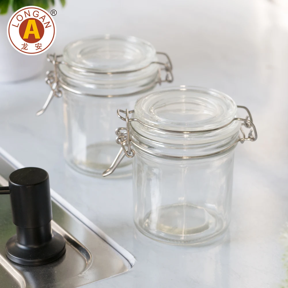 Hot Sale Bathroom Set Glass Mason Jars Metal Lid Jar Dish Soap Dispenser Frosted Glass Bottles And Jars Pump With Tap