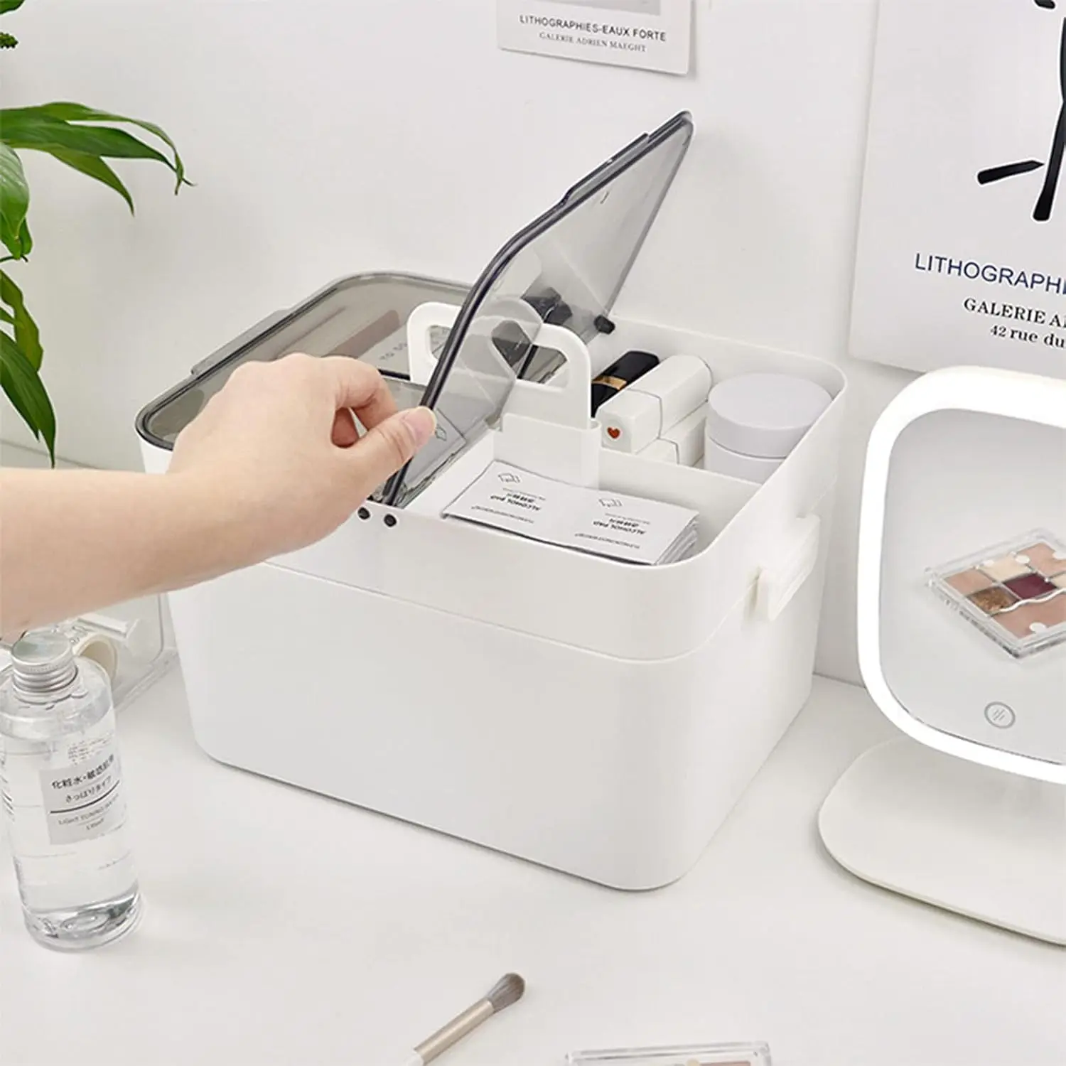 2 Layer First Aid Kit Plastic Medicine Pharmacy Sewing Storage Box Home Dorm Organization Makeup Organizer Bins with Handle