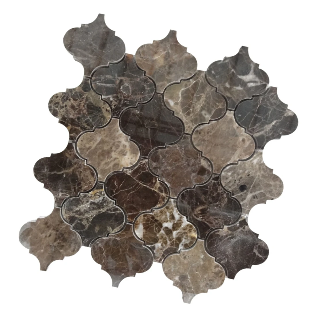 Popular Emperador Dark marble mosaic, lantern mosaic tile for wall interior