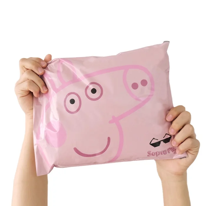 Wholesale High Quality Self Adhesive Seal Postal Poly Plastic Pink Peggy Mailer Courier shipping bags