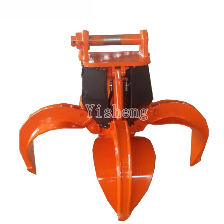 16-25ton Hydraulic Grapple Excavator Grab Bucket Scrap Grapple 4/5 Claws Customizable Orange peel grapple