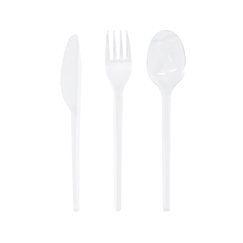 16 inch Plastic Cutlery Assorted Set Clear Durable and Sturdy forks Knives And Spoons  Plastic ware Bulk for Party Utensils