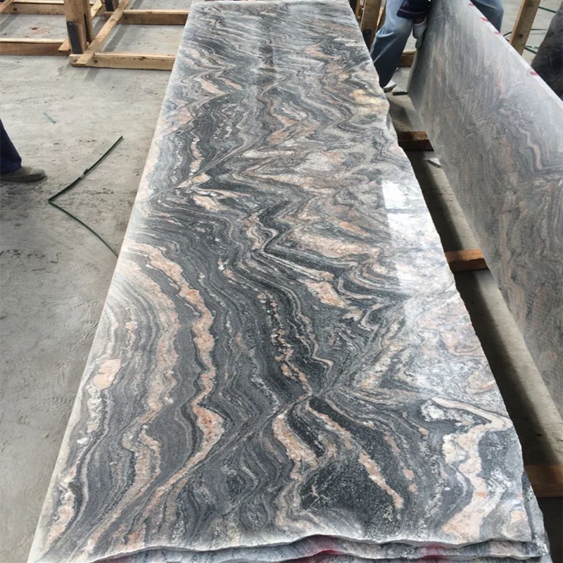 Juparana Black Gold Granite Sea Wave Veins Granite Slabs and Tile