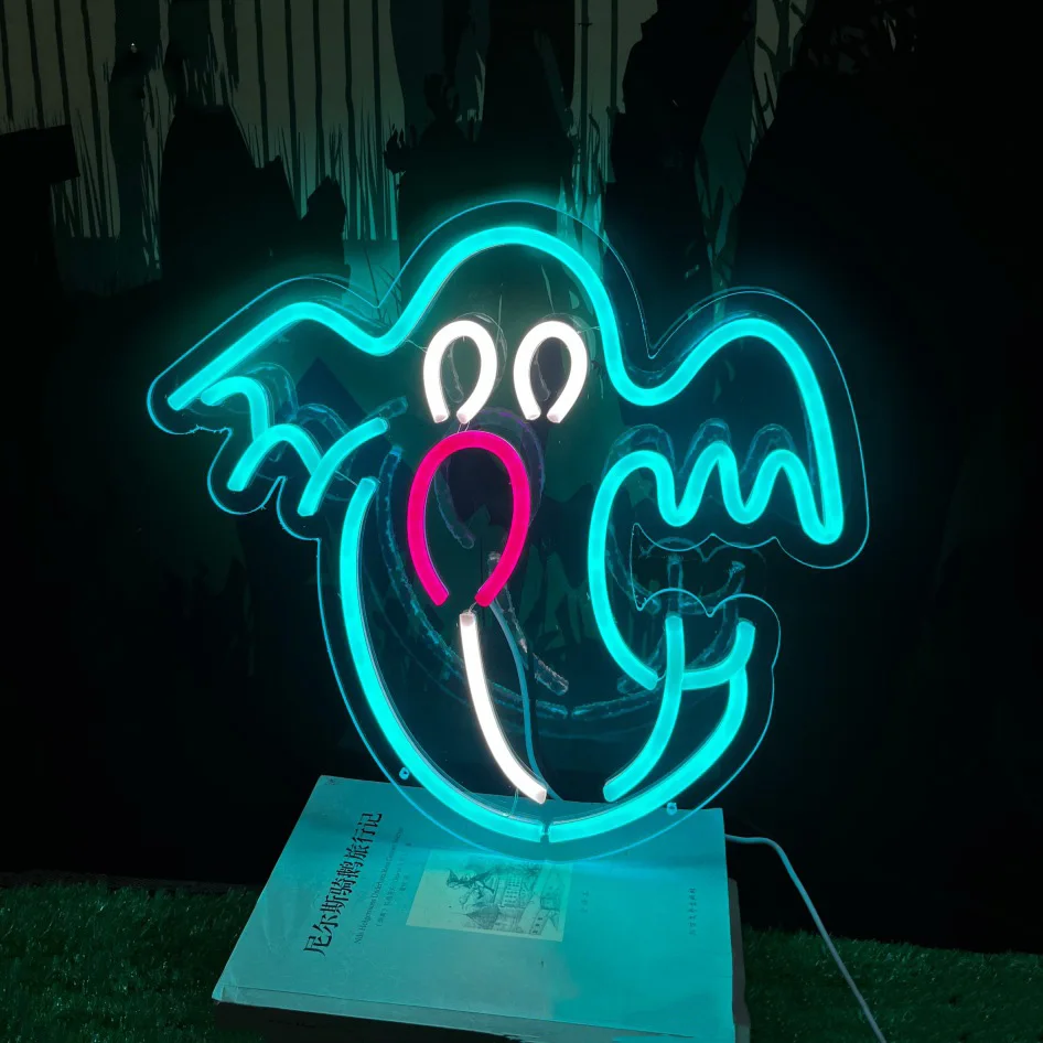 Wholesale Halloween Spectre Ghost Bat Custom Neon Lights Halloween Spooky Night Party Decoration Acrylic LED Luminous Neon
