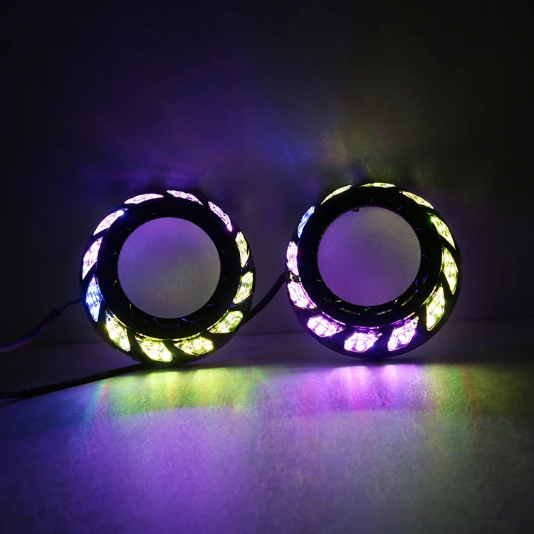 Black Turbine Shroud with LED Halo Rings for 3.0inch HID Projector Lens