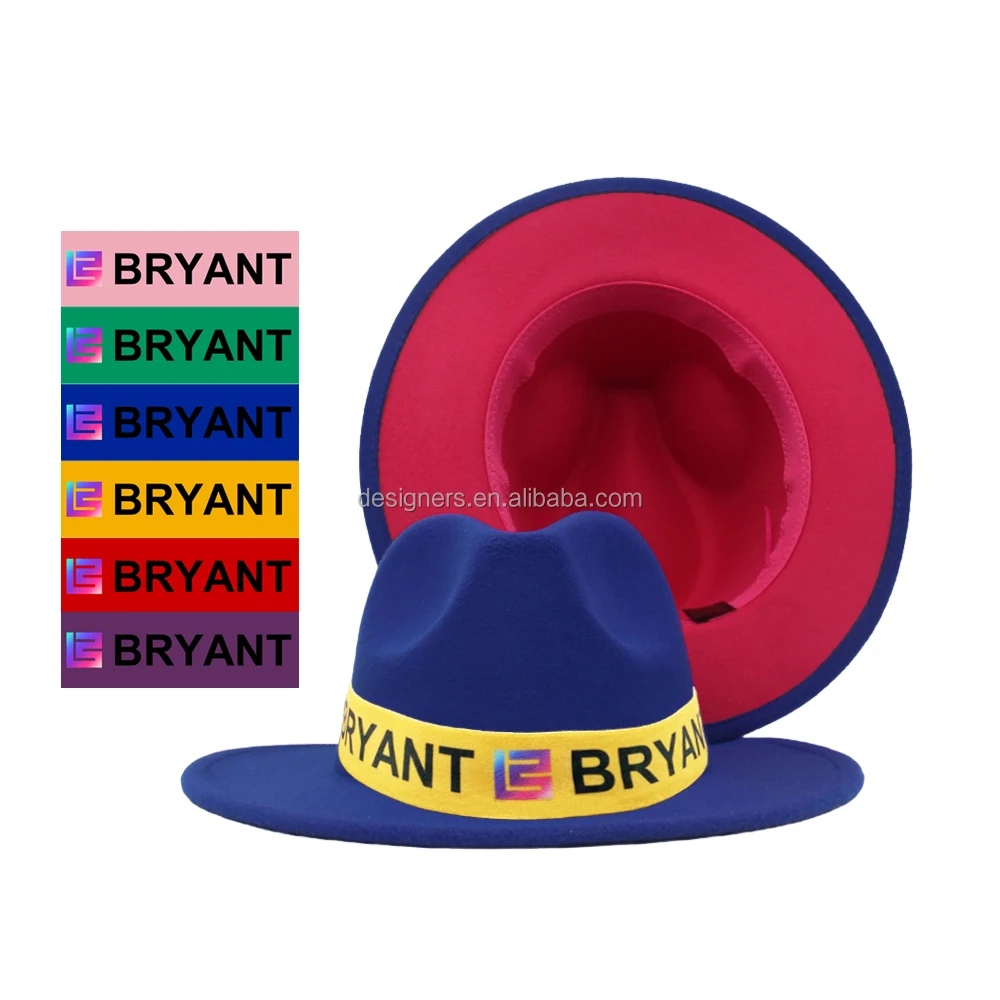 Custom print Logo Fedora hat box wide brim wool Fedora hats men and women