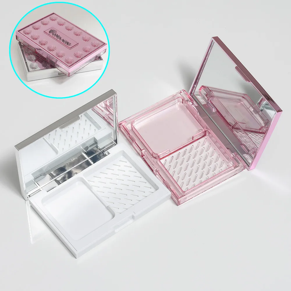 New design Mini empty compact powder case DIY pink powder container with mirror