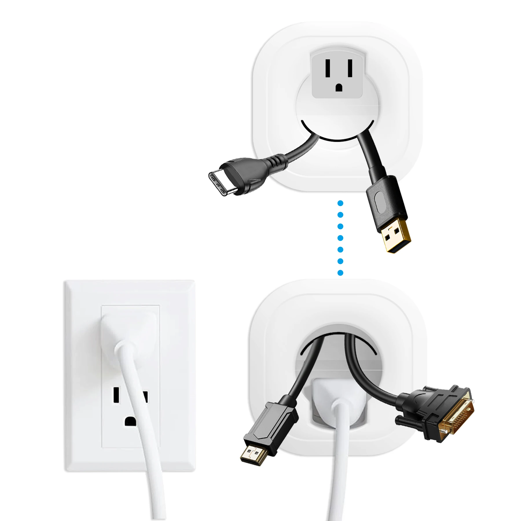New Arrival Wall Power Socket Custom US TV Cable Management Kit with Hole Saw Drill Attachment TV Wires Hider