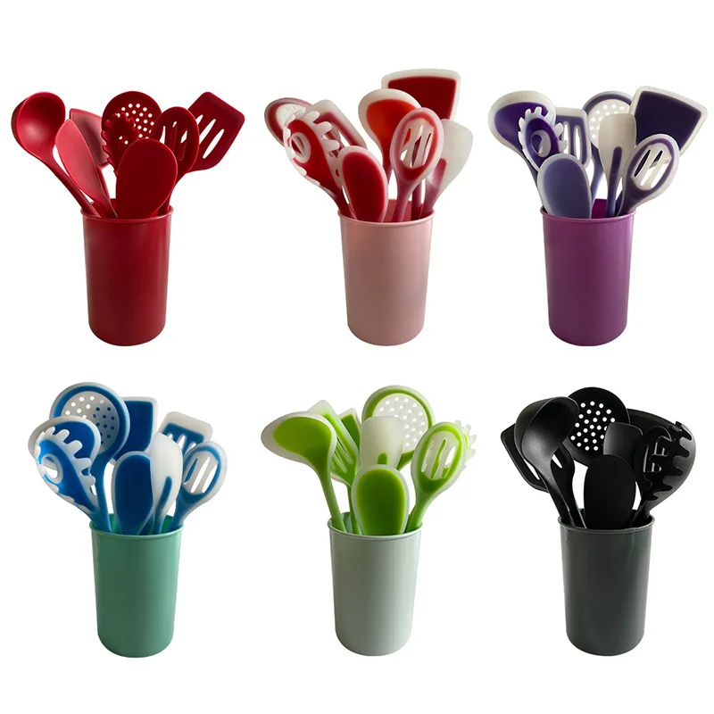 Food Grade Dishwasher Safe 8 pcs kitchen utensils set cooking tools accessories gadgets with storage bucket