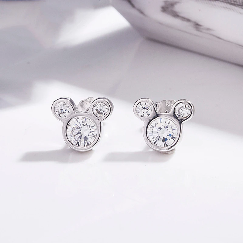 
Korean S925 sterling silver animal Earrings girl cute sweet cartoon stud Mickey Mouse earrings 