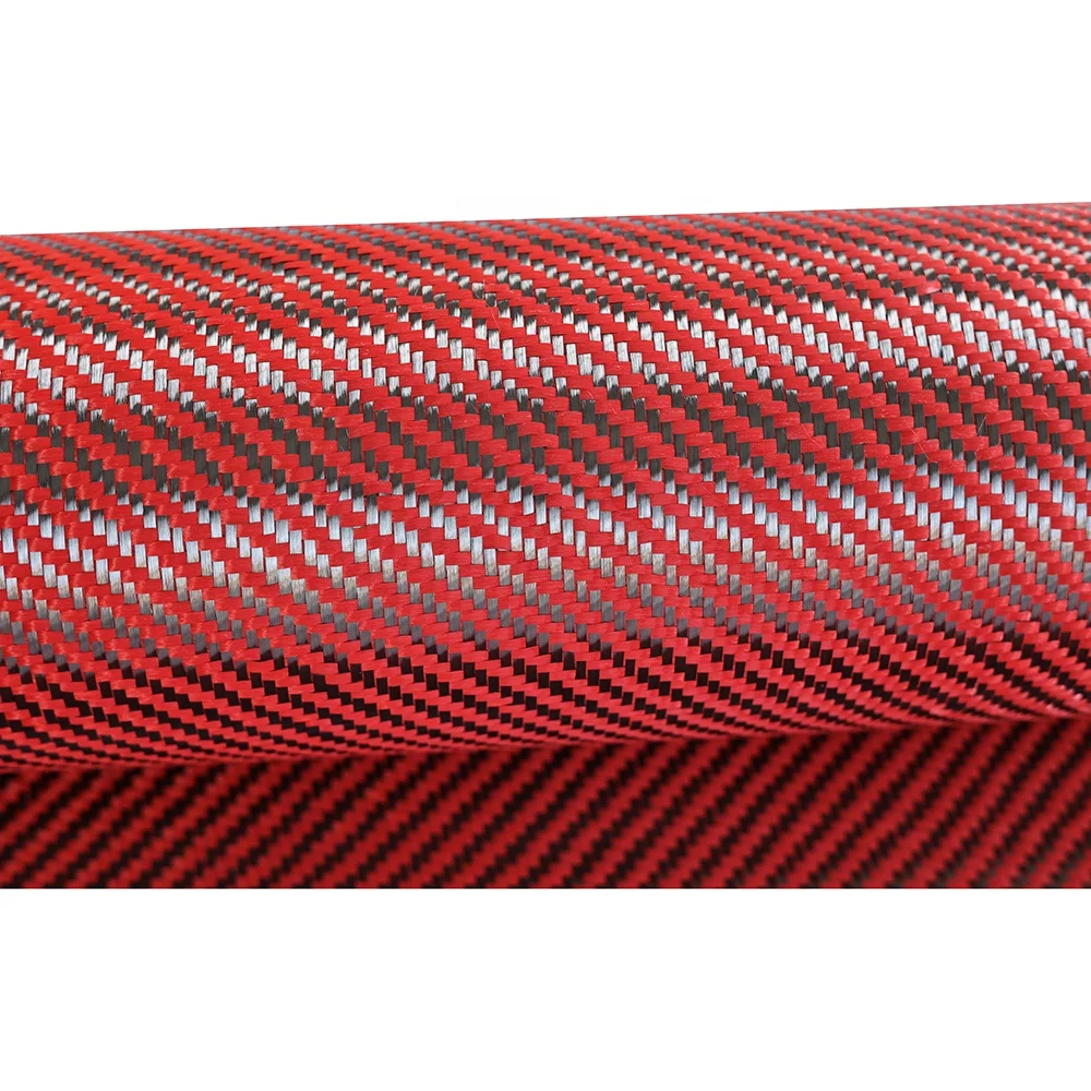Red carbon aramid hybrid braid fabric fibre cloth
