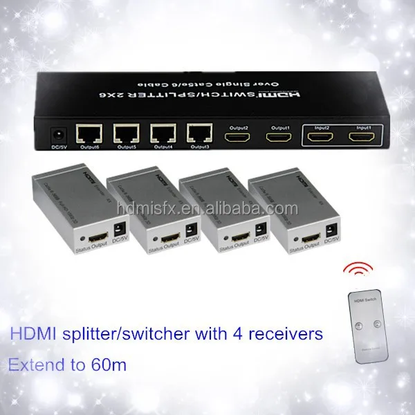 HDMI UTP распространения Splitter 2x6 2 в и 4 utp из