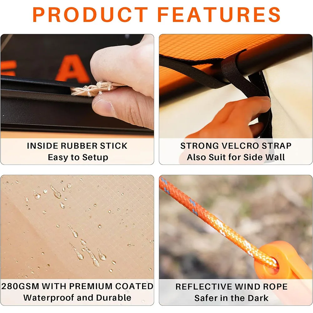 High Quality 420D Polyester Oxford 2.5*2.5M Waterproof PU2000 Awning Side Wall Car Side Awning Screen