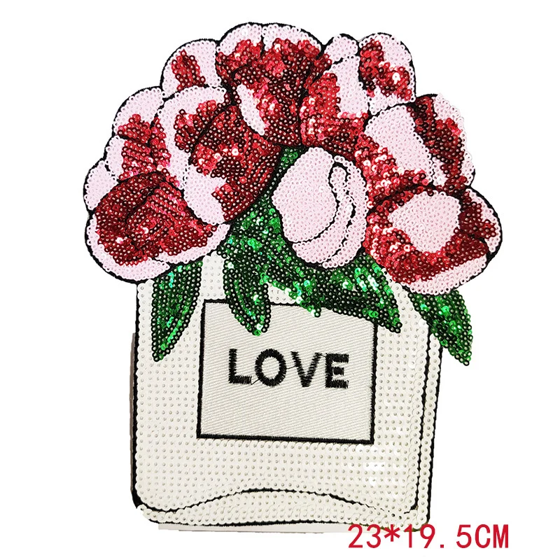 Sequined bling  clothing large embroidered patches custom embroidery clothing accessories cloth patches