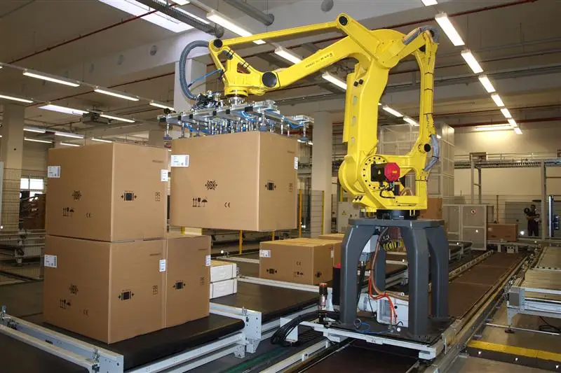 Automatic Column type in produce line for food beverage water rice Palletizing Robot /Stacking Robot and Robot Palletizer