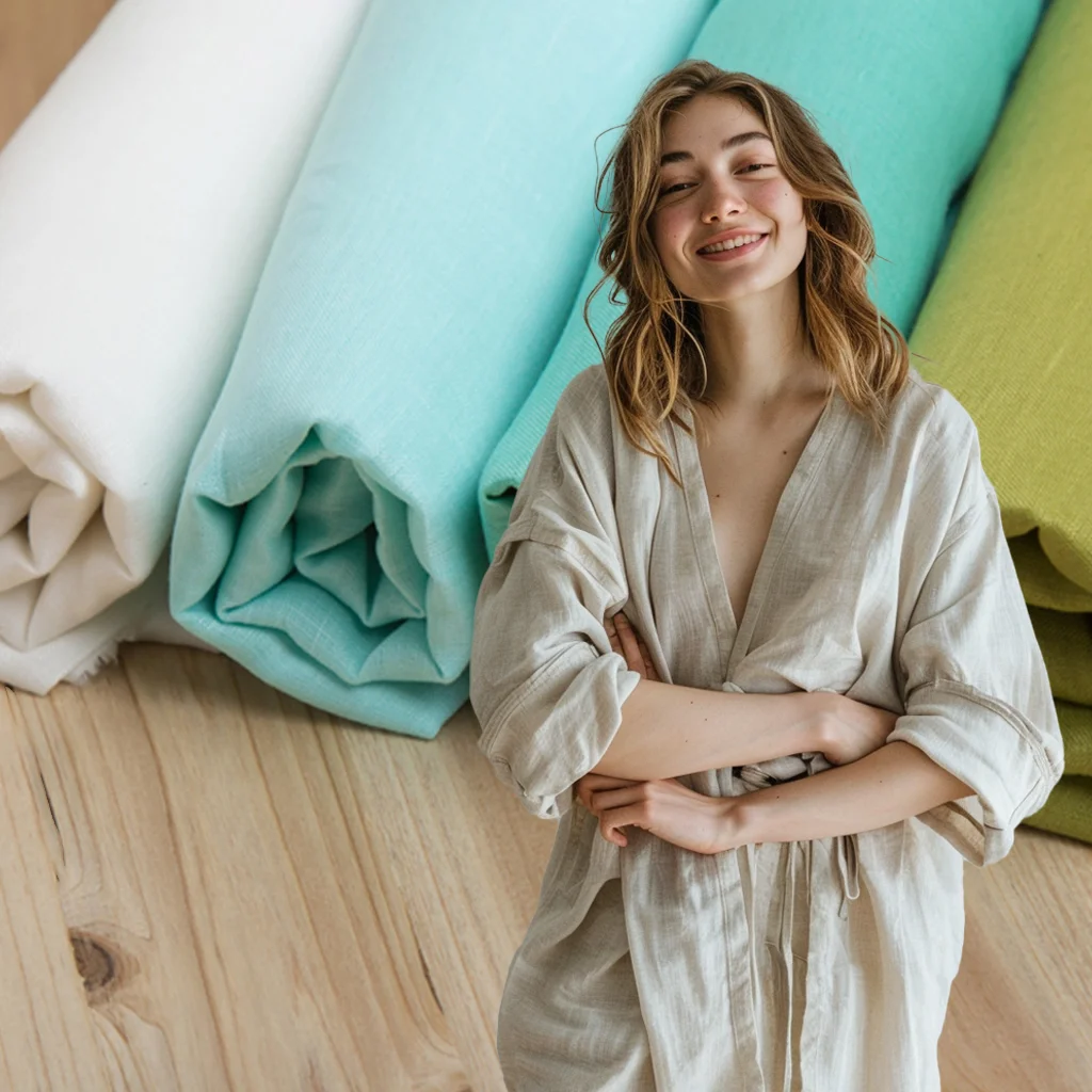 100% linen fabric plain organic linen fabric for clothes Custom fine textile for making women men shirts skirts